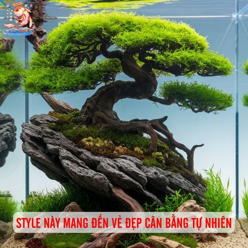 Thuỷ Sinh Bonsai - Không Gian Nghệ Thuật Trong Bể Cá 2 Style này mang đến vẻ đẹp cân bằng tự nhiên