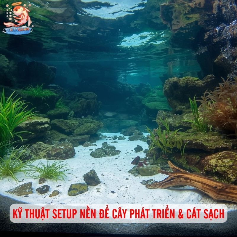 Hồ Cá Thuỷ Sinh Cát Trắng: Kỹ Thuật Setup & Giữ Vệ Sinh 3 Kỹ thuật setup nền để cây phát triển tốt và cát luôn sạch